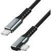 LogiLink Cavo di collegamento USB 3.2 Gen2 di tipo C, spina USB-C 90° a spina USN-C, trasferimento dati 10 Gbps, 100 W (PD3) e chip E-mark, risoluzione video 4K/60 Hz, rivestimento in nylon, lunghezza