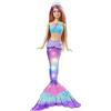 Barbie Dreamtopia Sirena Luci Scintillanti Bambola (30,4 cm, bionda) con luci che si attivano a contatto con l'acqua e capelli con ciocche rosa, regalo per bambini dai 3 ai 7 anni, HDJ36