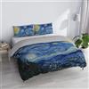 Italian Bed Linen Parure Copripiumino Matrimoniale "Sogni d'Autore" 100% cotone, Made in Italy, 250×200 cm con Doppia Patella 50 cm + 2 Federe 50×80 cm con Patella Interna, Stampa Digitale - SD09