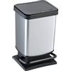 Rotho 1754010264 bidone per la spazzatura 20 L Rettangolare Metallo, Plastica Nero, Argento