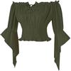 Cexiakong Camicetta da donna vittoriana con volant, senza spalline, corsetto medievale, top rinascimentale, con maniche a tromba, senza spalline, gotico, a maniche lunghe, con volant, verde, S