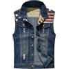 Cexiakong Gilet da uomo in denim, senza maniche, in denim, casual, retrò, slim fit, taglie forti, per attività all'aria aperta, biker, rock, punk, Blu 20, XL