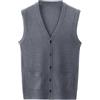 Cexiakong Gilet lavorato a maglia da uomo, senza maniche, con scollo a V, in cotone, maglione aperto sul davanti da uomo, gilet lavorato a maglia, casual, tinta unita