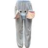 Shurzzesj Pantaloni a elefante con proboscide, da uomo, con elefante, per uomo, donna, in flanella, con orecchie da naso, motivo animali, elefanti, Blu, M