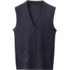 Cexiakong Gilet lavorato a maglia da uomo, senza maniche, con scollo a V, in cotone, maglione aperto sul davanti da uomo, gilet lavorato a maglia, casual, tinta unita, O grigio scuro, L
