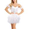 Generisch Gonna da donna con piuma, costume da Carnevale, tutù, gonna a piuma, mezza gonna elastica in vita, per feste, mini gonna a vita alta, costume da corvo da donna, vestito con piume