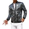 Generisch Giacca con paillette, da uomo, alla moda, per discoteca, per feste, in metallizzato, lucido, da baseball, 70 pezzi, alla moda, per le mezze stagioni, cardigan, colletto alto, cappotto da discoteca, O