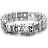 FREELANCE JW BRACCIALE BIKER "TWINS SKULL" IN ACCIAIO INOSSIDABILE - ARGENTO/ACCIAIO