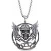 FREELANCE JW COLLANA BIKER "FLYING SKULL" IN ACCIAIO - BRUNITO