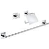 GROHE QUICKFIX Start Cube, Set accessori bagno per ospiti 3-in-1, Installazione a vite o con colla, Cromo, 41124000