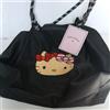 Sanrio Borsa tote Hello Kitty Sanrio nera ricamata con fodera leopardata 33x32 cm