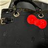 Sanrio Borsa tote Hello Kitty nera nastro rosso manico smalto tela di cotone