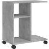 vidaXL Tavolino con Ruote Grigio Cemento 50x30x55 cm Legno Multistrato