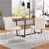 BNUZ Set di 2 sedie da pranzo in velluto con supporto lombare, lussuose gambe di supporto in metallo dorato, beige e oro, per soggiorno, camera da letto, salotto