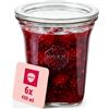 Weck Bicchieri da 545 ml - Set da 6 pezzi con coperchi - Quadroform - robusti barattoli impilabili - ideali per Meal Prep, Overnight Oats, dessert e marmellata - riutilizzabili - Made in Germany