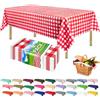 ZIMPLEWARE Tovaglia in plastica usa e getta a quadretti rossi di alta qualità (12 pezzi) per tavoli rettangolari (137,2 x 274,3 cm), tovaglie usa e getta per tavoli rettangolari da 1,8 m a 2,4 m
