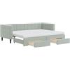 vidaXL Letto da giorno allungabile con cassetti grigio chiaro 80x200 cm in velluto