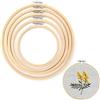 Carehabi Set di 5 telai da ricamo in bambù naturale (10/13/15/18/20 cm), senza sbavature, lisci e leggeri, regolabili, accessori perfetti per punto croce, ricamo e fai da te