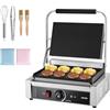 VEVOR Griglia Elettrico per Panini 2200W, Piastra per Panini con Piastra Smaltata Piatta da 34,2x23,5 cm, Sandwich in Acciaio Inox, Maniglia Controllo della Temperatura