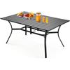 VEVOR Tavolo Rettangolare da Giardino Balcone, 1500 x 960 x 725 mm in Acciaio al Carbonio, Tavolo Impermeabile da Pranzo per Cortile Patio Veranda, con Foro per Ombrellone da 38 mm, Carico 68 kg Nero