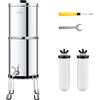VEVOR Sistema di Filtraggio Acqua a Gravità Sistema in Acciaio Inox Sistema Filtraggio Acqua 7,8 + 8,5 L, Riduce Piombo e Cloro, con 2 Filtri al Carbone Ceramico e Rubinetto Camper da Campeggio