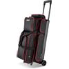 VEVOR Borsa da Bowling per 3 Palle con Ruote Doppie e Scomparto Separato per le Scarpe, Fino alla Taglia USA 16, Tasca per Accessori, Maniglia Retrattile Estensibile Fino a 105 cm Nero Rosso