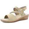 inblu Sandali Donna con Fascia a S e Brillantini, Cinturino Regolabile e Plantare in Vera Pelle, Sabbia, 37