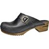 Sanita Maria Open Clogs | Originali fatti a mano | Zoccoli in pelle e legno da donna | Nero | EU 35, Nero , 35 EU