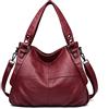 LEMITA Borsa da donna in vera pelle borsa madre di mezza età e anziana grande capacità una borsa a tracolla in pelle di pecora morbida borsa in pelle, rosso