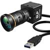 ELP Fotocamera con otturatore globale da 120 fps,Webcam a colori ad alta velocità USB3.0/2.0,Obiettivo zoom manuale 10X 5-50mm,Risoluzione massima 1920x1200,Ampio sistema di supporto per stampante 3D