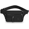 Hixingo Marsupio Uomo Donna Impermeabile, Cintura Borsa Tracolla con Cintura Regolabile Borsa da Vita Leggera con Multi Tasche per Corsa Escursionismo Viaggio Festival (Nero,18x13x3cm)