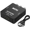 Rqkagf Adattatore RCA a HDMI, convertitore AV a RCA HDMI 1080P/60Hz per PS2 PS3 Xbox N64 Wii VHS DVD, convertitore audio video adattatore composito CVBS con cavo USB 5V