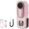 Generic Custodia protettiva per Insta360 GO 3S Retro Bundle, custodia protettiva in TPU con copriobiettivo e cinghia, custodia morbida per GO3S Retro Bundle accessori per fotocamera, rosa trasparente +