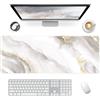 Giecy Tappetino mouse XXL gaming,Mousepad 900 x 400mm, tappetino scrivania grande dimensioni con base in gomma antiscivolo per tastiera, PC(Marmo bianco)