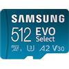 Samsung Memorie MB-ME512KA/EU EVO Select Scheda MicroSD da 512 GB con adattatore SD incluso, UHS-I U3, fino a 130 MB/s, compatibile con Smartphone, Tablet, Console Gaming Portatili