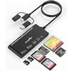 ROCKETEK Lettore multi-scheda per schede SD, CF, XD, Micro SD, MS, adattatore hub per lettore di schede di memoria 7 in 3 per iPhone 16/iPhone 15/iPad/MacBook/Samsung, per Windows, Mac OS, iOS, Linux, Android