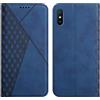 KOUYI Cover per Xiaomi Redmi 9A, Custodia Portafoglio,Cover Libro,Pelle Flip/Folio Case con [Funzione di Supporto] [3-Scheda Slot] [Magnetica] Antiurto (Blu)