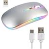 Jecdfs Mouse wireless Dual Mode 2.4GHz Bluetooth Ricaricabile 1600 DPI Ottico, 7 Colori LED, Silenziatore per Laptop, PC, Tablet e Smartphone