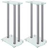 vidaXL Pedane Casse 2pz Argento Vetro Temperato Design a 3 Pilastri
