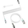 ATTACK SHARK C01 ULTIMATE RGB Cavo Spiralato per Tastiera Gaming, Supporto 8000Hz e Rapid Trigger, Cavo per Tastiera Meccanica da USB-C a USB-A con Aviatore in Metallo, Doppio Intreccio, Bianco