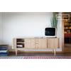 PIB Mobile TV in legno chiaro con porte scorrevoli, stile scandinavo, 160x45x60cm, ampio spazio di stoccaggio