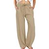 SEAYIJIA Pantalone in Lino Donna - Pantalone Estivo Leggero, Pantalone Casual, Cachi L