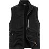 Cexiakong - Gilet in pile da uomo leggero senza maniche, imbottito, caldo, antivento, giacca invernale morbida da lavoro per uomini con tasche con cerniera, stile baggy, Nero , M