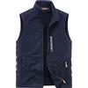 Cexiakong - Gilet in pile da uomo leggero senza maniche, imbottito, caldo, antivento, con tasche con cerniera, stile baggy, Blu scuro, M
