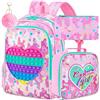 WZLVO Zaino per bambini per ragazze, con unicorno e sirena, per scuola materna, scuola elementare, borsa per libri e portapranzo, Love Pink, Taglia unica