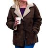 A&M Express Giacca da donna in montone marrone - Cappotto in pelle scamosciata marrone con tasche