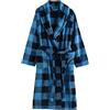 Cexiakong Pigiama da uomo lungo in flanella, accappatoio, vestaglia con pile tartan, in morbido cotone, per sauna, invernale, comodo, da notte con collo sciallato, classico, Blu, Taglia unica