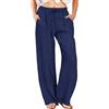 SEAYIJIA Pantalone in Lino Donna - Pantalone Estivo Leggero, Pantalone Casual, Blu Marina XXL