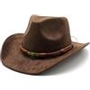 YASHIIN Cappello da cowboy per uomini e donne a tesa larga all'aperto cappello camoscio classico colore caffè morbido comodo regolabile con cinturino intrecciato in metallo
