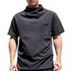 RAOKENSU Maglietta da uomo a collo alto, in cotone, comoda maglietta sportiva con tasca sul petto, morbida e accogliente, Y2K, per fitness, streetwear, a maniche corte, tinta unita